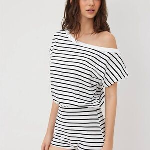 Striped Off-Shoulder Romper